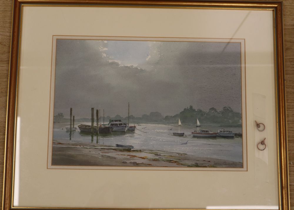 Ashton Cannell (d.1994), two watercolours, Estuary scenes with moored boats, signed, 24 x 35cm and 18 x 24cm